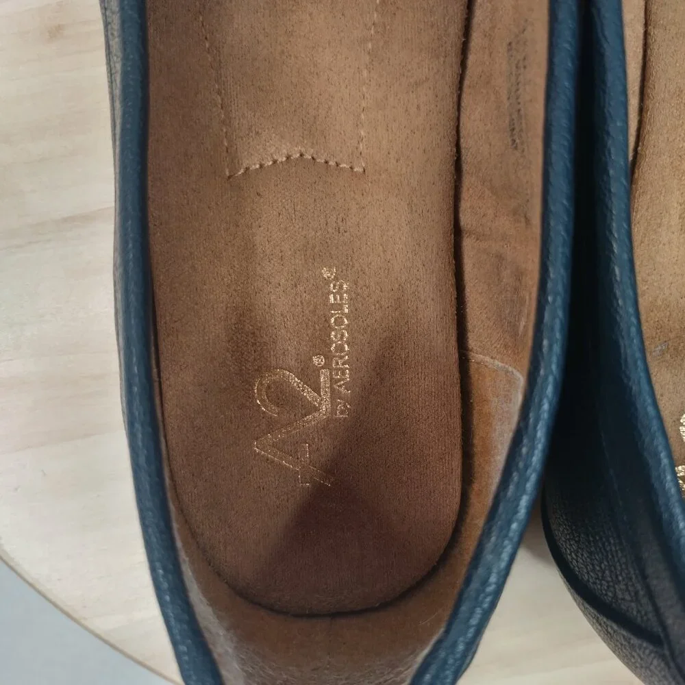 A2 by Aerosoles Navy Blue Gold Horse Bit Driving Loafers Women US 9.5M